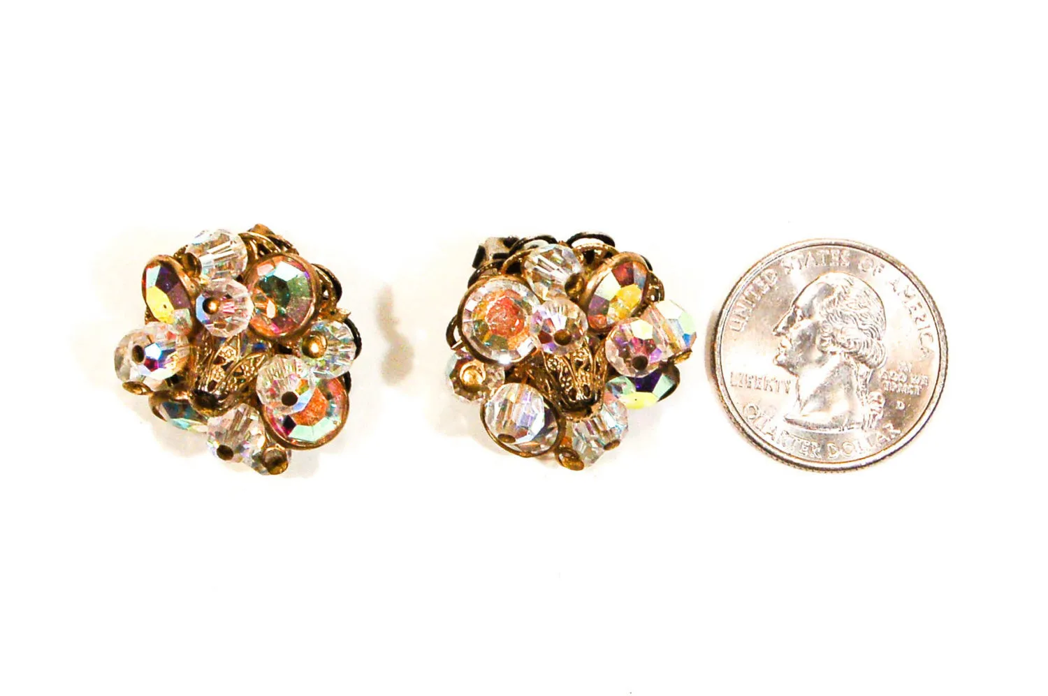 Crystal and Rhinestone Clip On Earrings by Alice Caviness