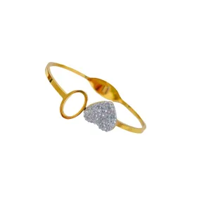 Crystal Heart design highly polish Gold Plated Stainless Steel bracelet Bangle for women