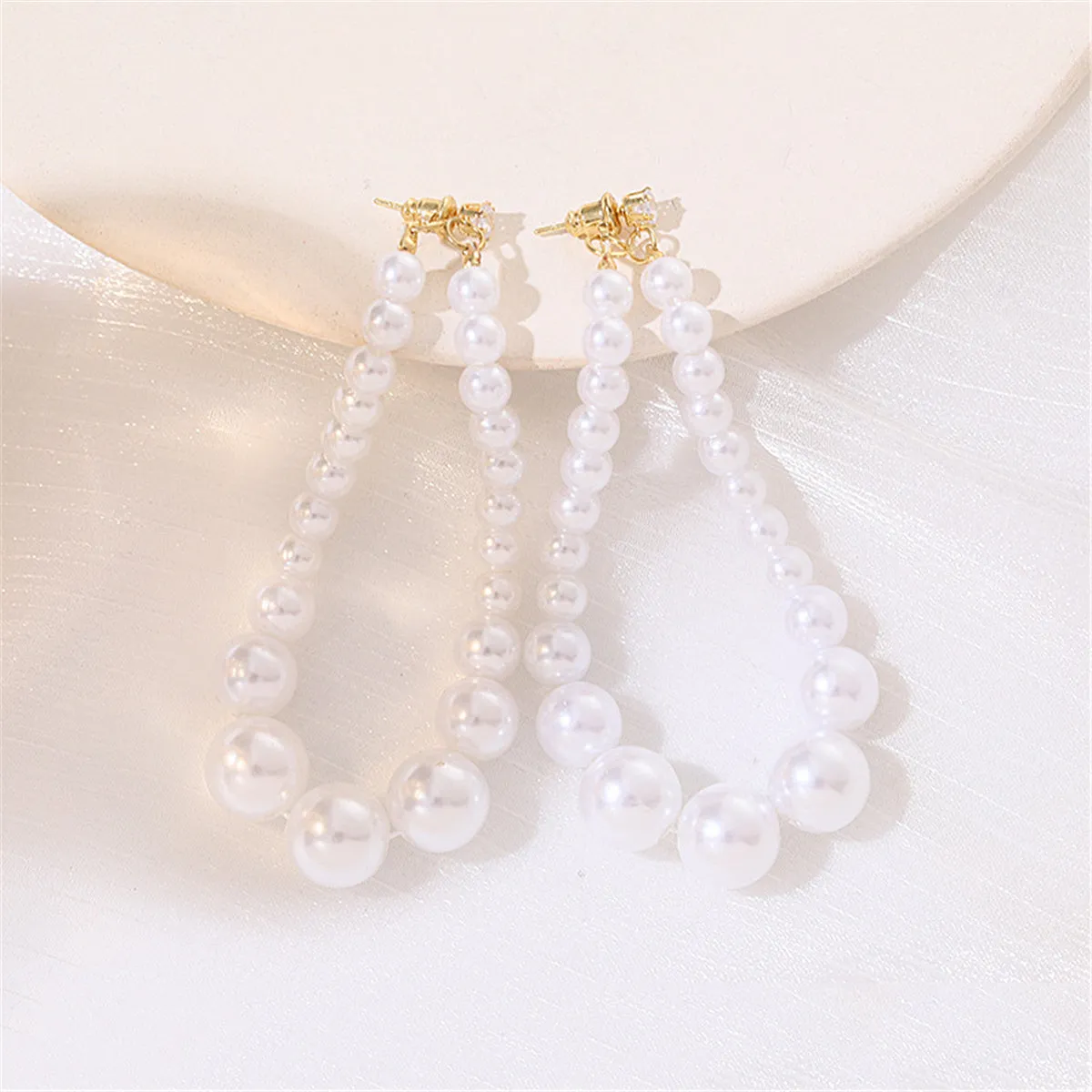 Cubic Zirconia & Pearl 18K Gold-Plated Beaded Chain Drop Earrings