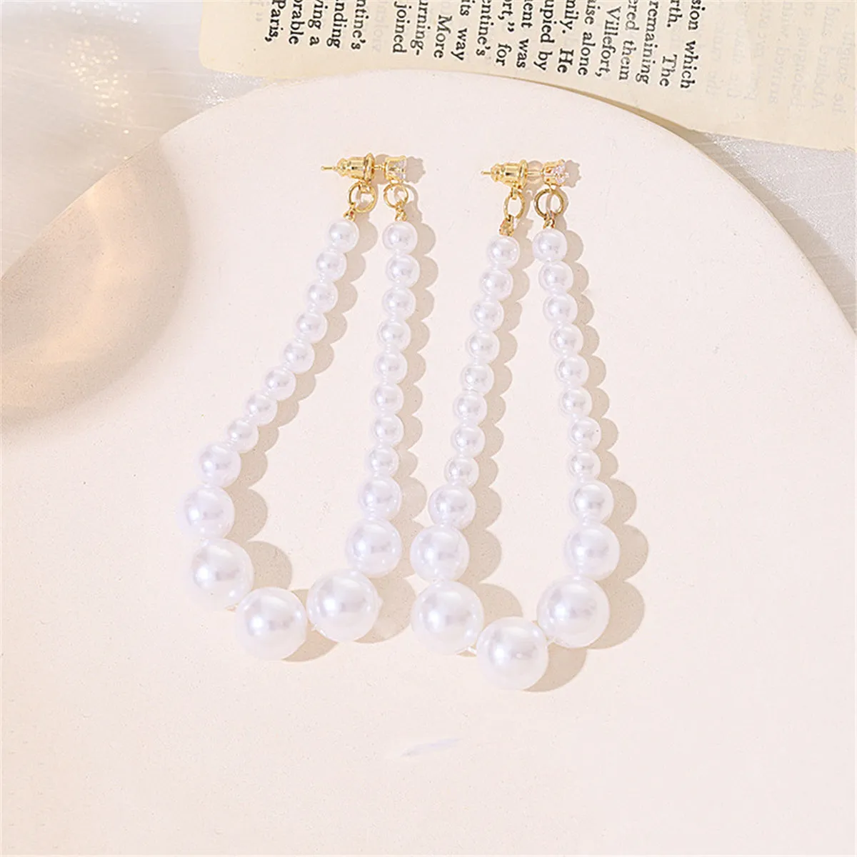 Cubic Zirconia & Pearl 18K Gold-Plated Beaded Chain Drop Earrings
