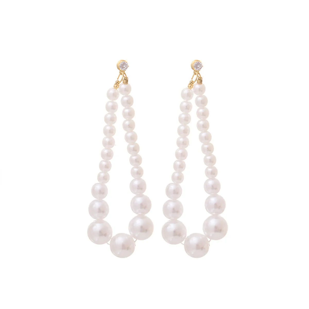 Cubic Zirconia & Pearl 18K Gold-Plated Beaded Chain Drop Earrings