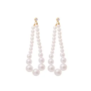 Cubic Zirconia & Pearl 18K Gold-Plated Beaded Chain Drop Earrings