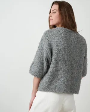 curly mid sleeve sweater - grey
