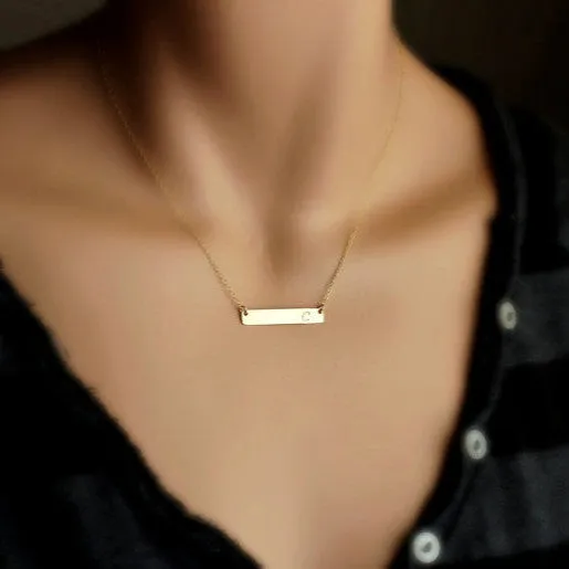 Customized Bar Necklace, 1.25" Bar Pendant