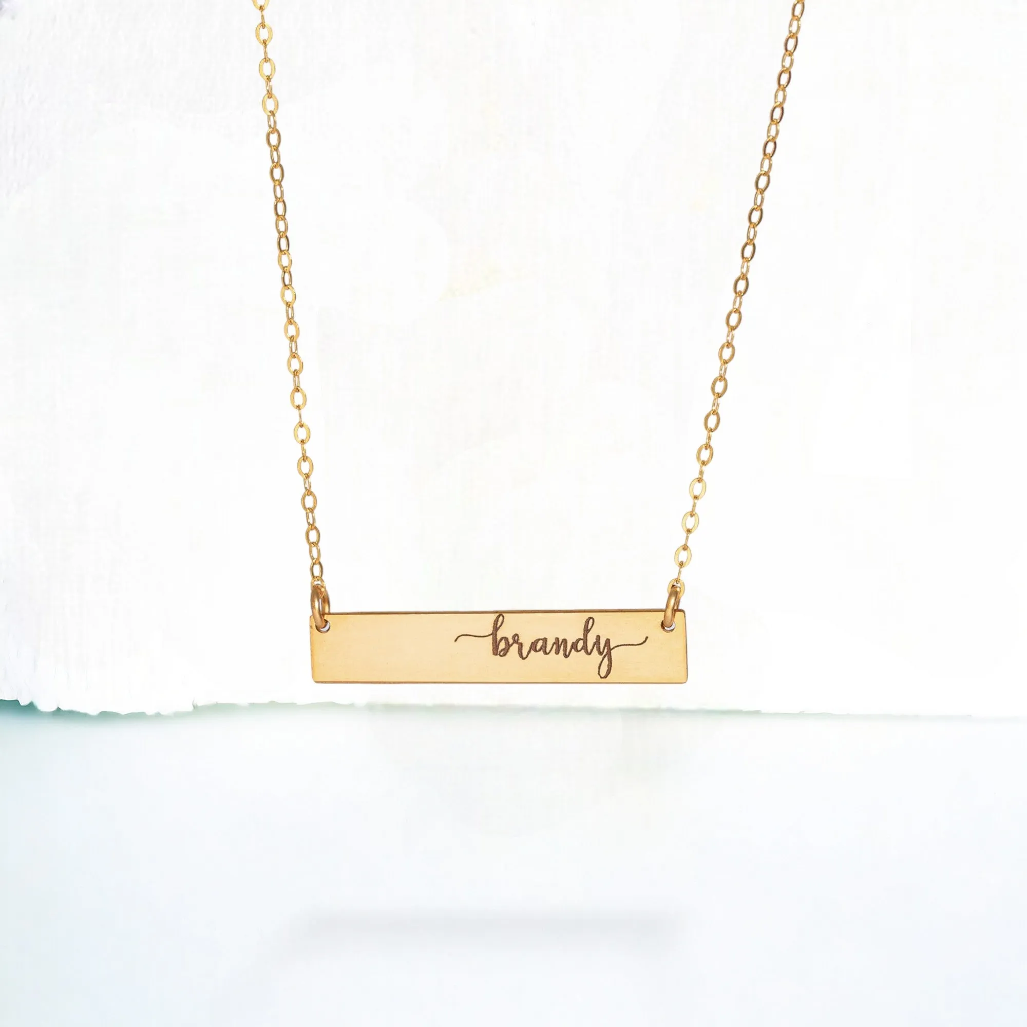 Customized Bar Necklace, 1.25" Bar Pendant