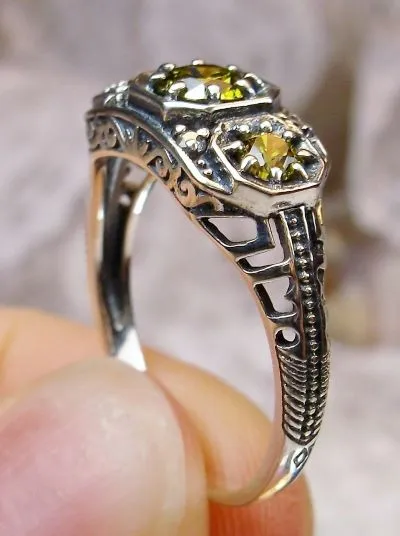 D161, Tiny 3 Stone Edwardian Ring, Vintage Jewelry Design#D161