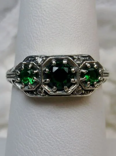 D161, Tiny 3 Stone Edwardian Ring, Vintage Jewelry Design#D161