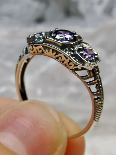D161, Tiny 3 Stone Edwardian Ring, Vintage Jewelry Design#D161