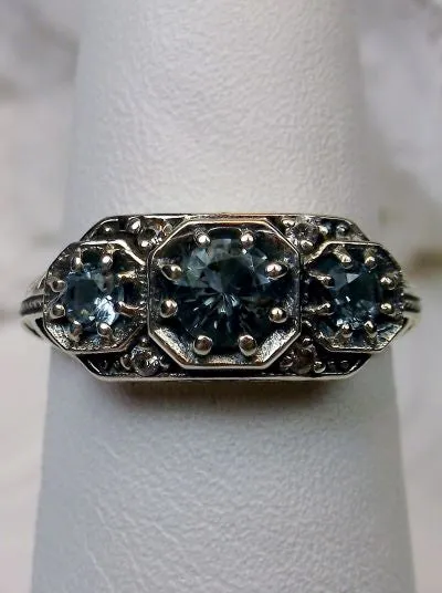 D161, Tiny 3 Stone Edwardian Ring, Vintage Jewelry Design#D161