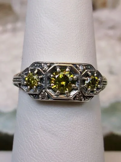 D161, Tiny 3 Stone Edwardian Ring, Vintage Jewelry Design#D161