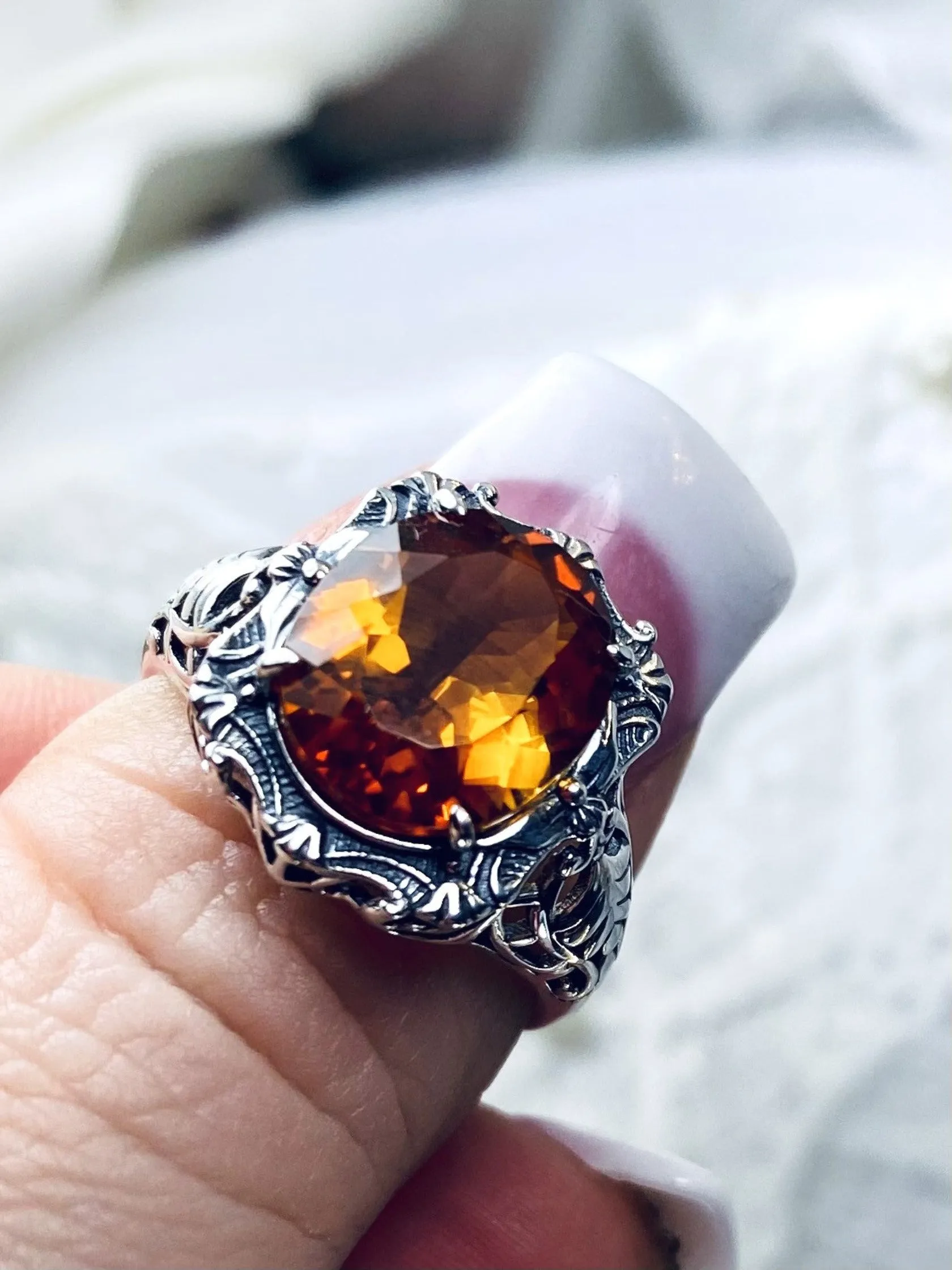 D229, Beauty Ring, Choice of Natural Gemstone, Oval Art Nouveau Filigree Ring, D229
