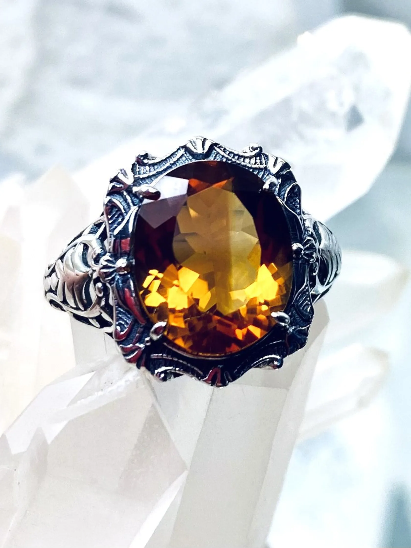 D229, Beauty Ring, Choice of Natural Gemstone, Oval Art Nouveau Filigree Ring, D229