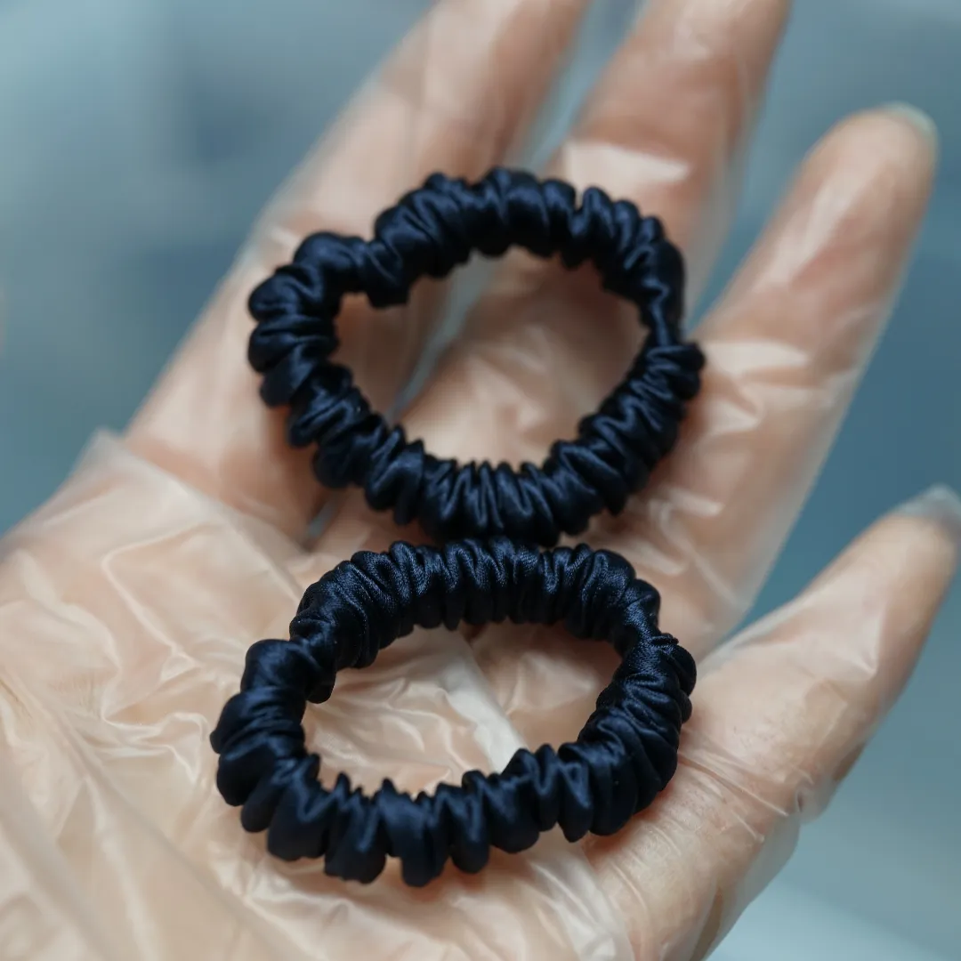 Dark Blue Silk Scrunchie Tiny - For Adult / Baby / Toddler