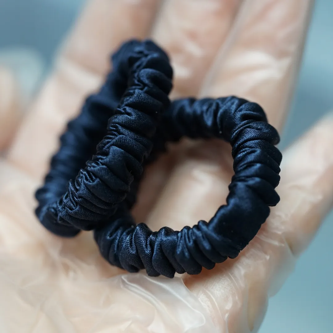 Dark Blue Silk Scrunchie Tiny - For Adult / Baby / Toddler