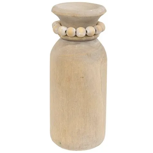 Decorative gray-washed beaded bud vase