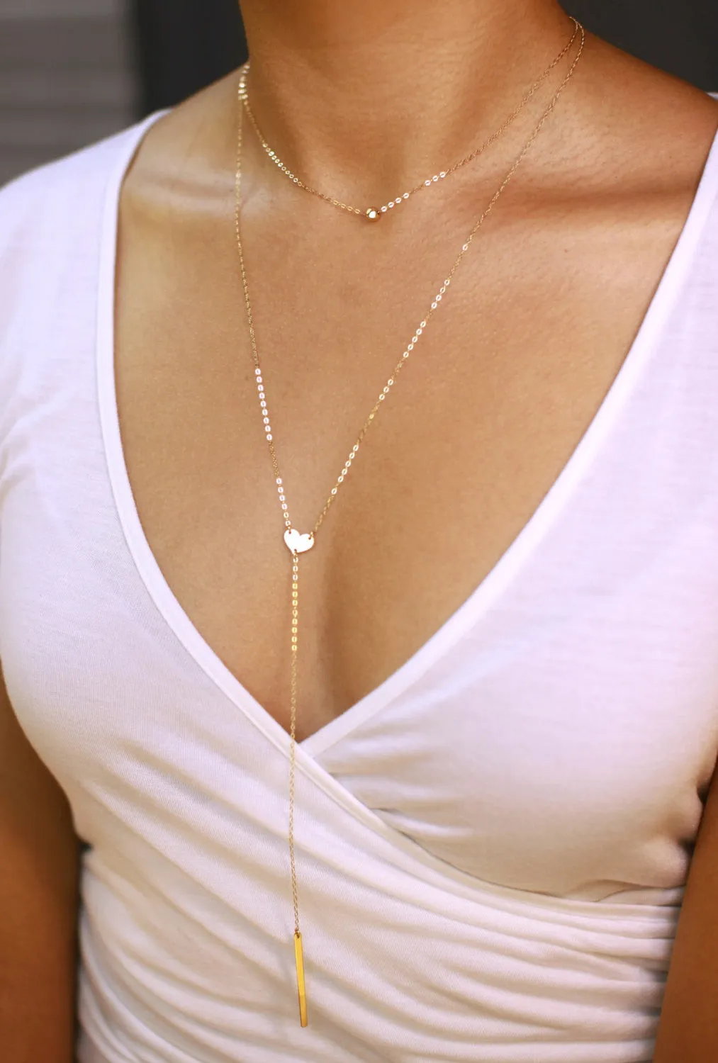 Delicate Layered Necklace and Tiny Initial Heart Necklace
