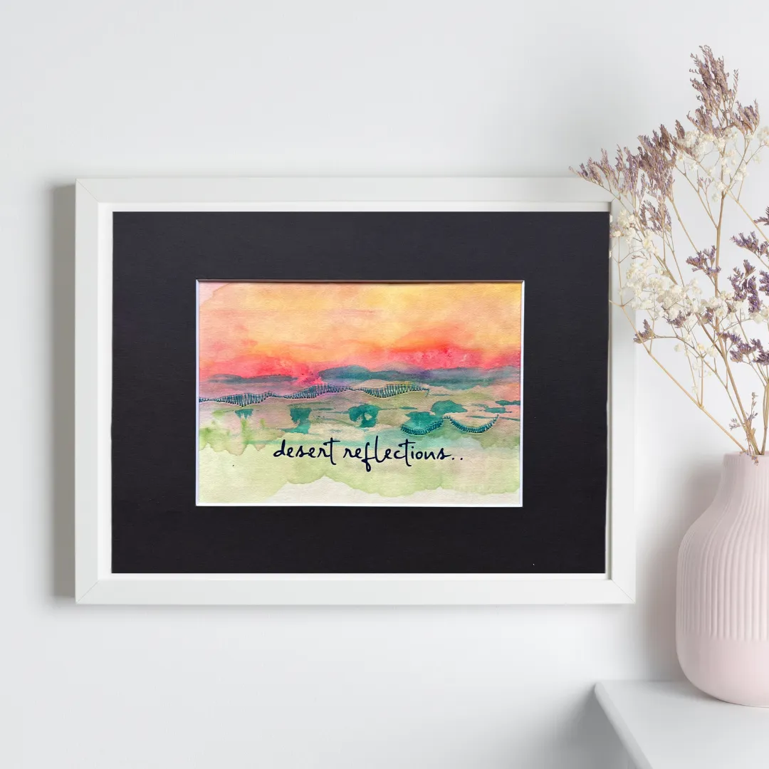 Desert reflections - painted mixed media art print