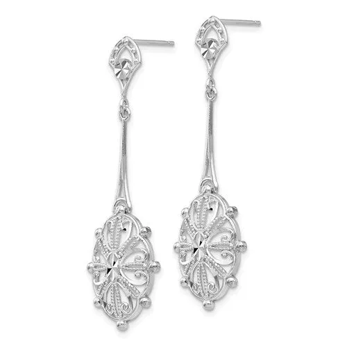 Diamond-Cut Filigree Dangle Earrings