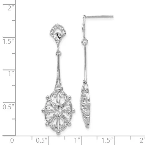 Diamond-Cut Filigree Dangle Earrings