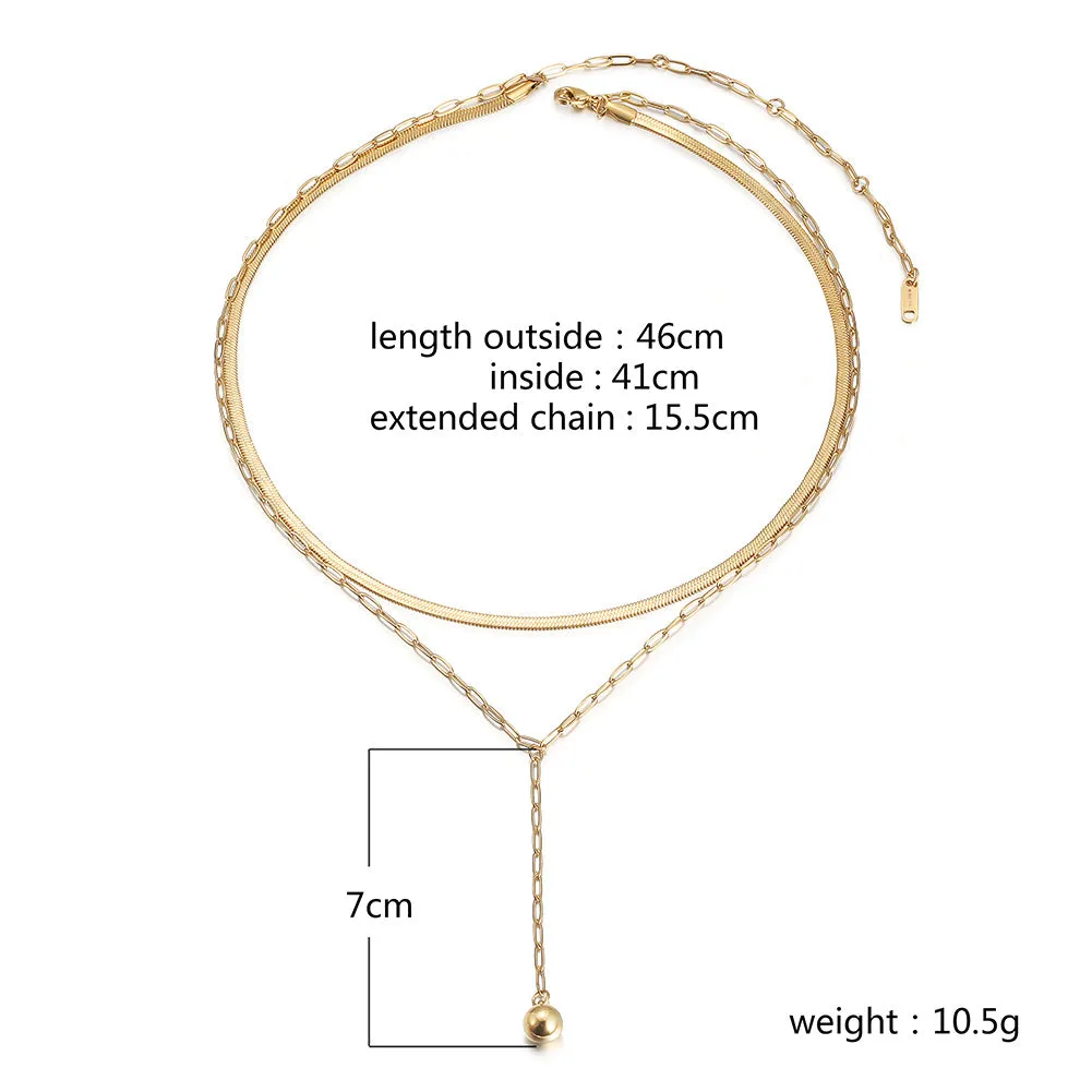 Double layered creative necklace-NSSN761ST