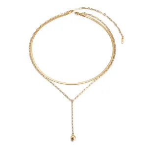 Double layered creative necklace-NSSN761ST