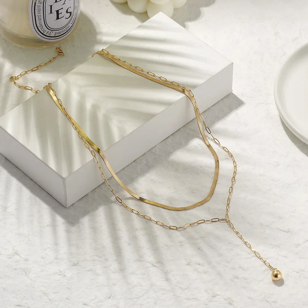 Double layered creative necklace-NSSN761ST