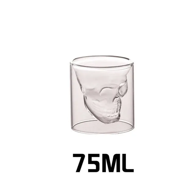 Double Layered Transparent Skull Head Wine Glass Cup