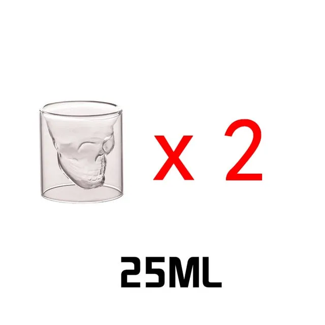 Double Layered Transparent Skull Head Wine Glass Cup