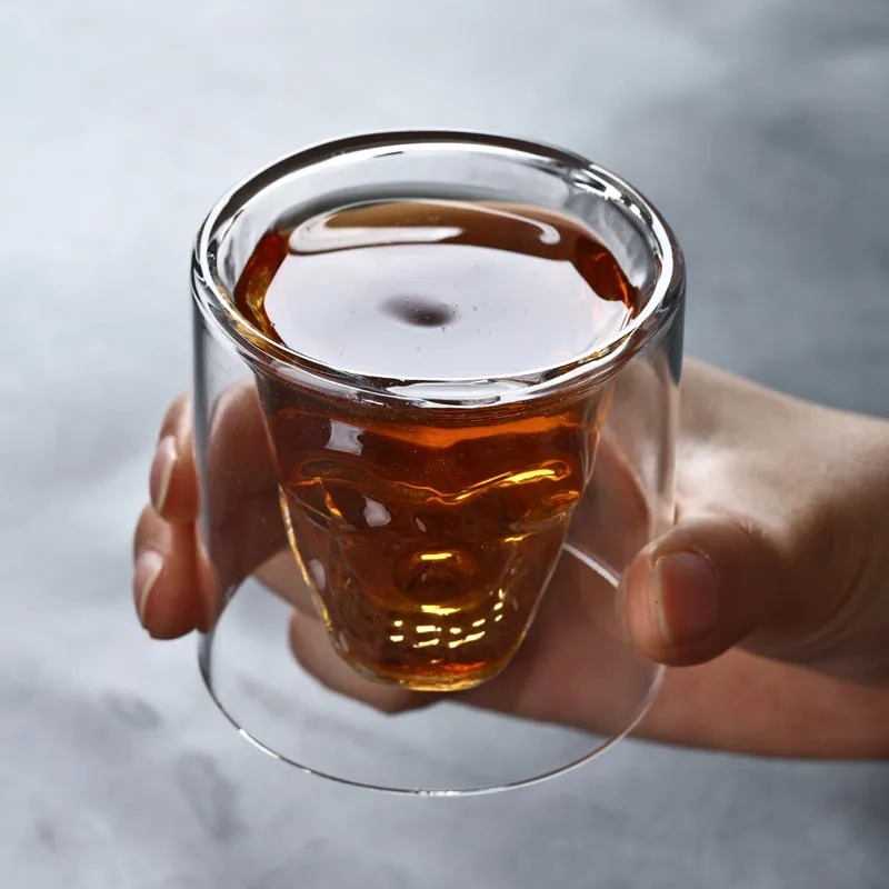 Double Layered Transparent Skull Head Wine Glass Cup