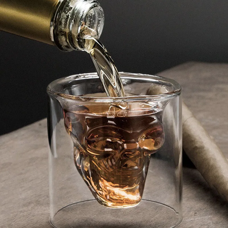 Double Layered Transparent Skull Head Wine Glass Cup