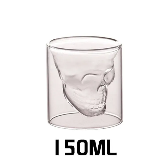 Double Layered Transparent Skull Head Wine Glass Cup