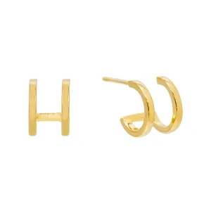 Double Row Solid Huggie Earring