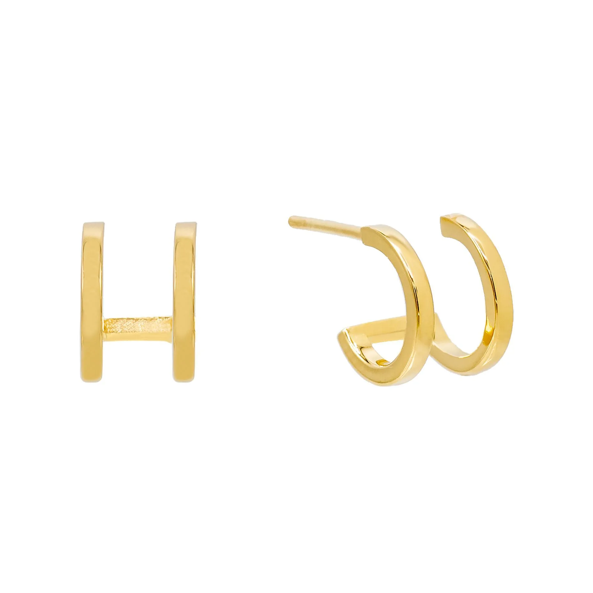 Double Row Solid Huggie Earring