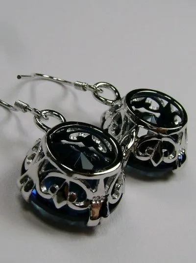 E7, Fleur de Lis Round Gem Earrings, Vintage Art Deco Jewelry Design#E7