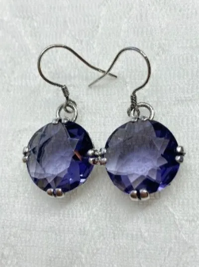 E7, Fleur de Lis Round Gem Earrings, Vintage Art Deco Jewelry Design#E7