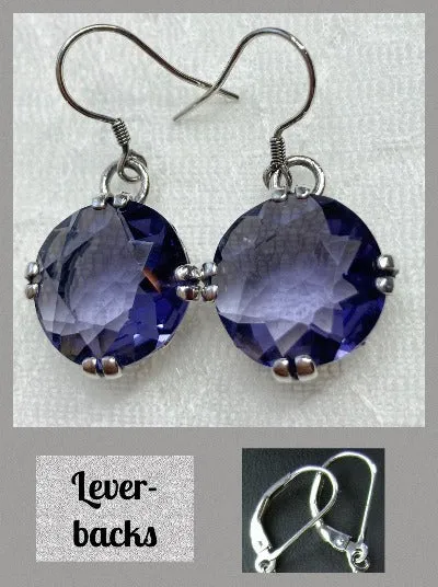 E7, Fleur de Lis Round Gem Earrings, Vintage Art Deco Jewelry Design#E7
