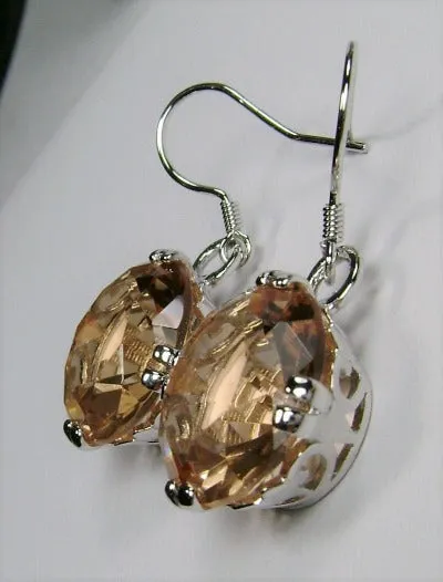 E7, Fleur de Lis Round Gem Earrings, Vintage Art Deco Jewelry Design#E7