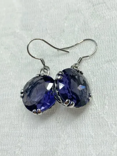 E7, Fleur de Lis Round Gem Earrings, Vintage Art Deco Jewelry Design#E7