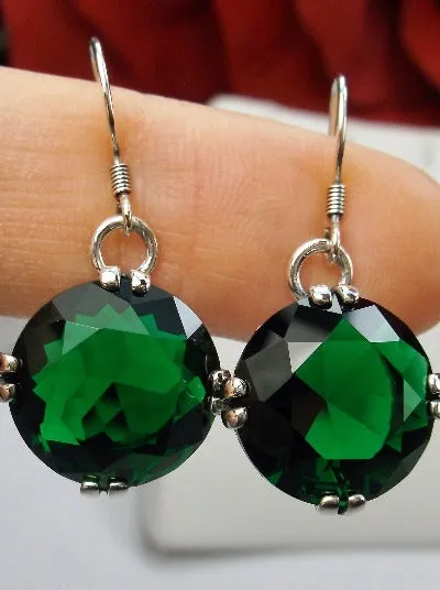 E7, Fleur de Lis Round Gem Earrings, Vintage Art Deco Jewelry Design#E7