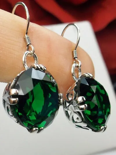 E7, Fleur de Lis Round Gem Earrings, Vintage Art Deco Jewelry Design#E7