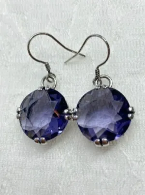 E7, Fleur de Lis Round Gem Earrings, Vintage Art Deco Jewelry Design#E7