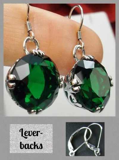 E7, Fleur de Lis Round Gem Earrings, Vintage Art Deco Jewelry Design#E7