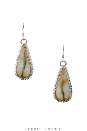 Earrings, Drops, Turquoise, Boulder Ribbon Mine, Hallmark, Contemporary, 1876