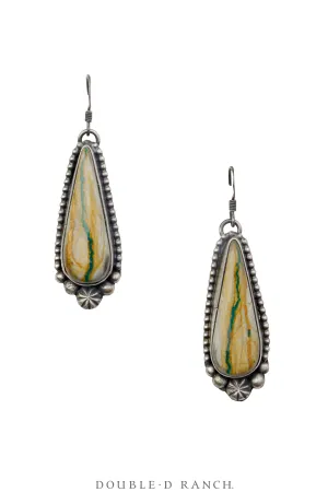 Earrings, Drops, Turquoise, Boulder Ribbon Mine, Hallmark, Contemporary, 1877
