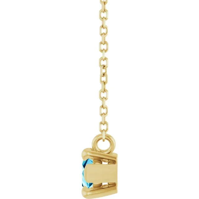 East-West Set Marquise Aquamarine 14K Solid Gold Necklace