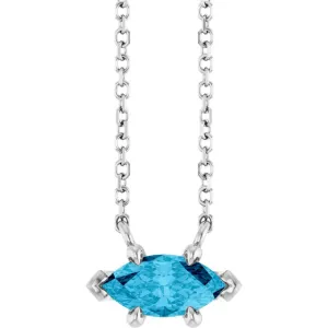 East-West Set Marquise Aquamarine 14K Solid Gold Necklace