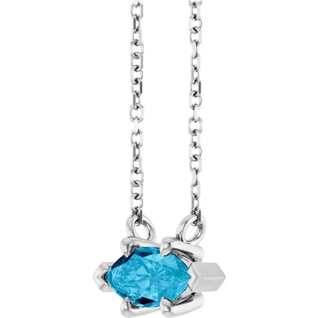 East-West Set Marquise Aquamarine 14K Solid Gold Necklace