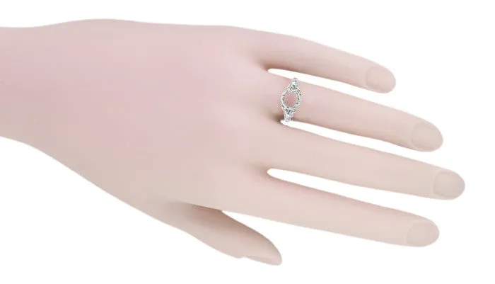 Edwardian Antique Style 3/4 Carat Filigree Platinum Engagement Ring Mounting for a 6mm Round Stone