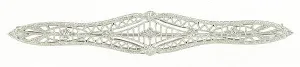 Edwardian Filigree Vintage Bar Brooch in 10 Karat White Gold