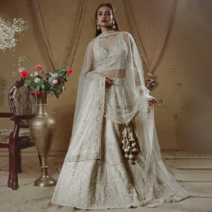 Elegant White Lehenga Choli Dress for Bride #BS886